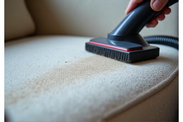 Detailed deep cleaning process on upholstery